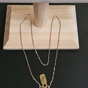 14k Gold Tri Color Necklace 18 Inch